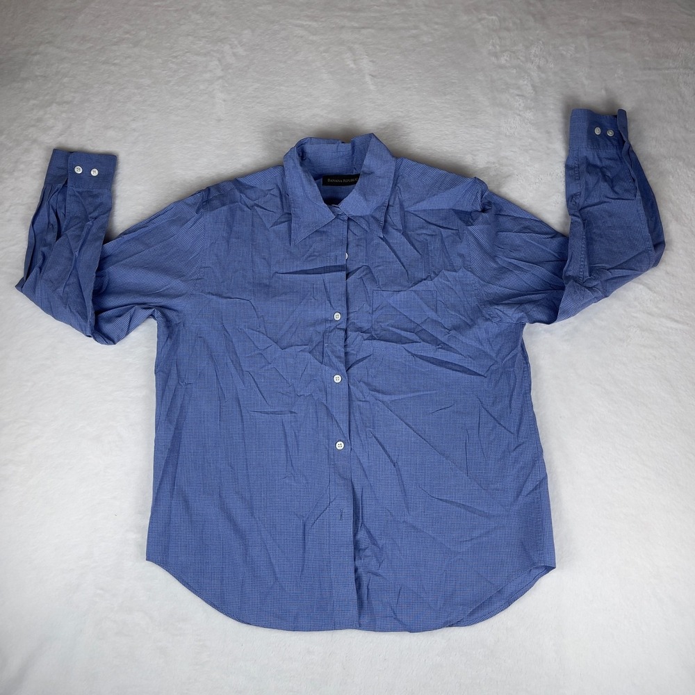 Banana Republic Button Up Shirt Mens Medium Blue Long Sleeve Collar Classic Fit